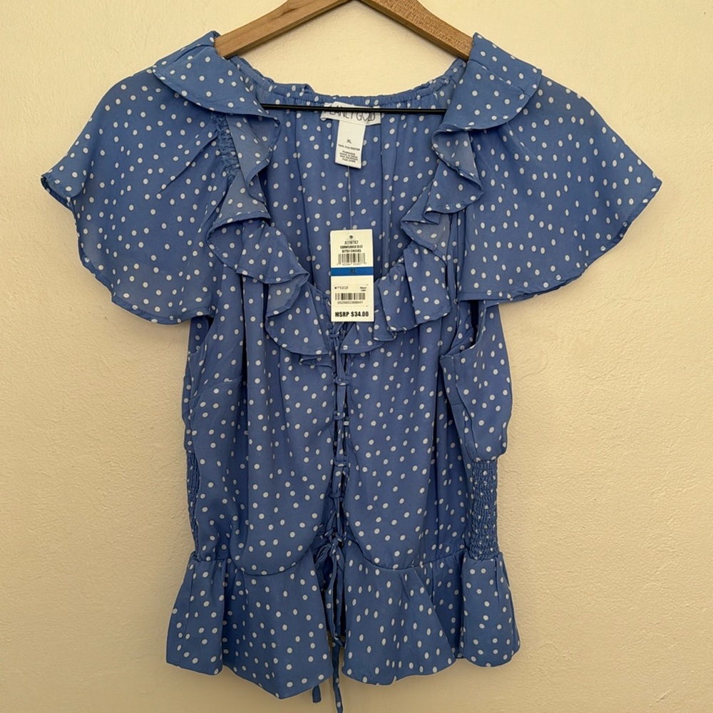 Cornflower blue ditsy chicks top